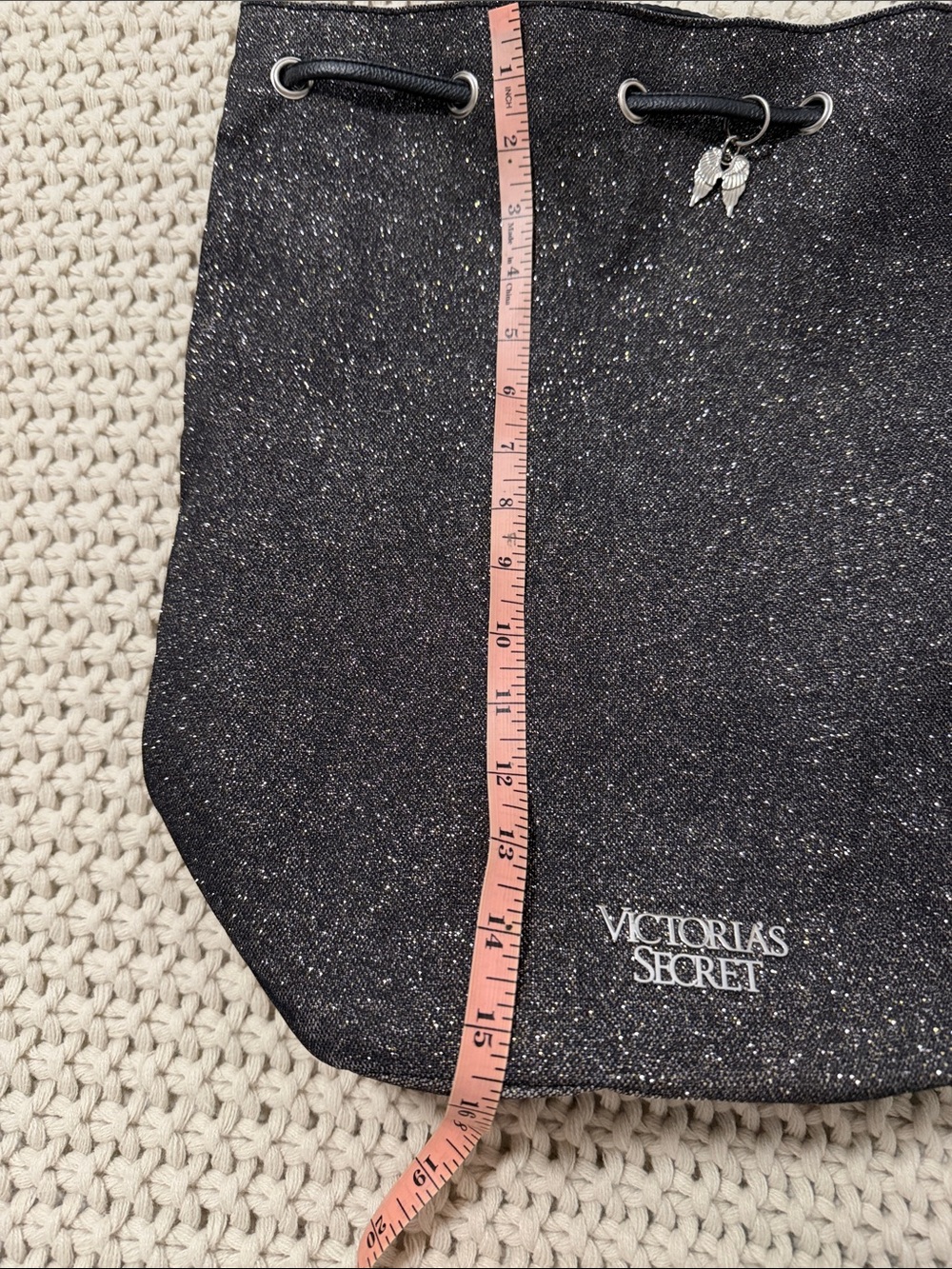 Victoria's Secret Black Sparkling Drawstring Backpack - Picture 10 of 13